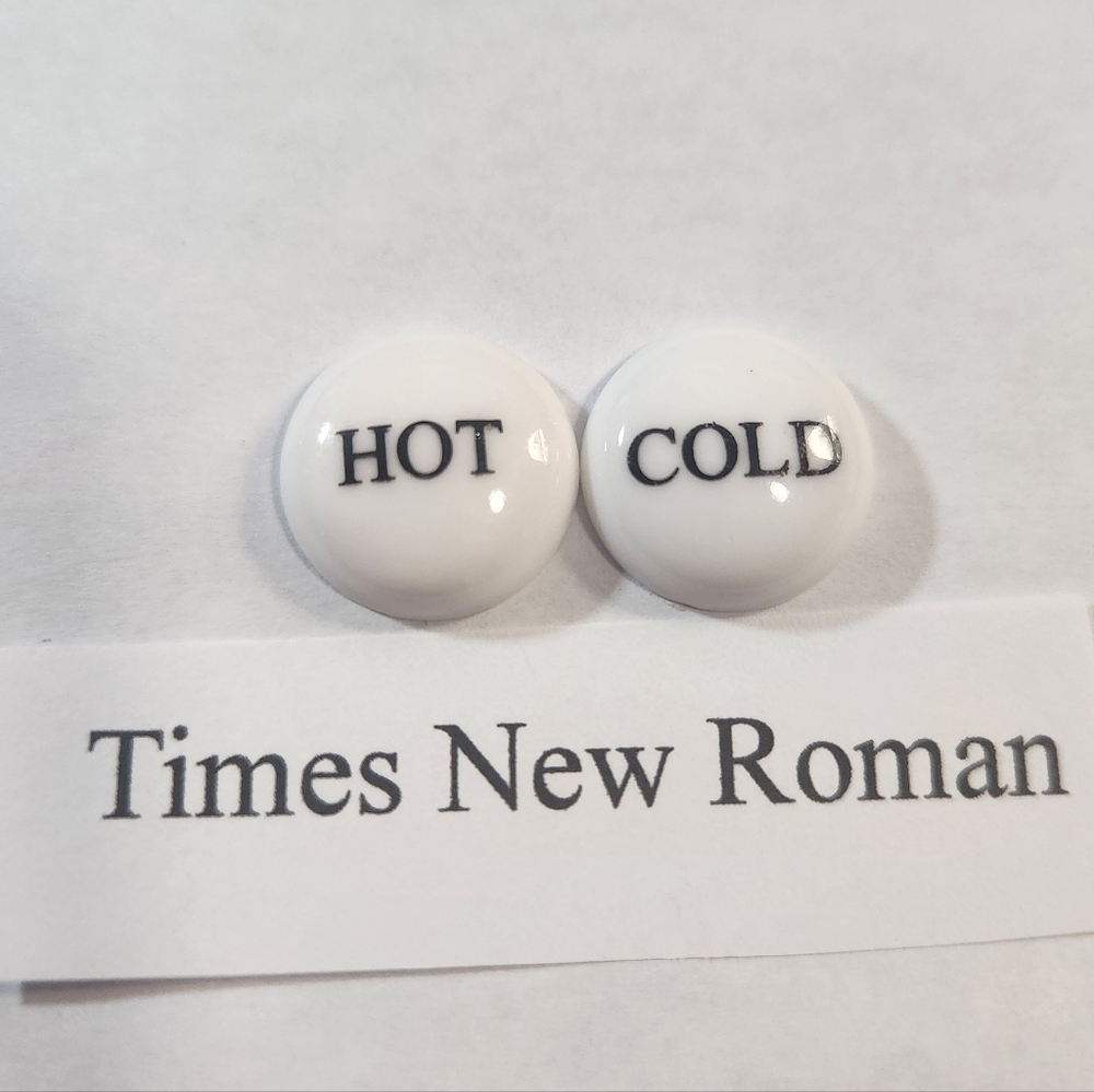 Ceramic Buttons For Handle Faucet one set, One Hot and One Cold imprinted